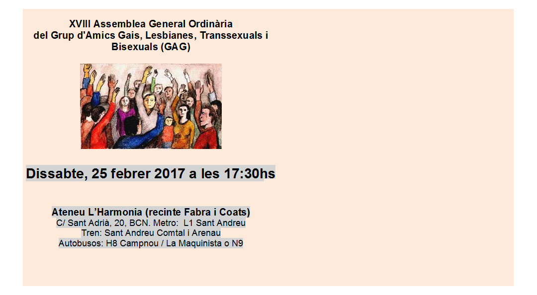 XVIII Asamblea General Ordinaria del Grup d’Amics Gais, Lesbianes, Transsexuals i Bisexuals (GAG)