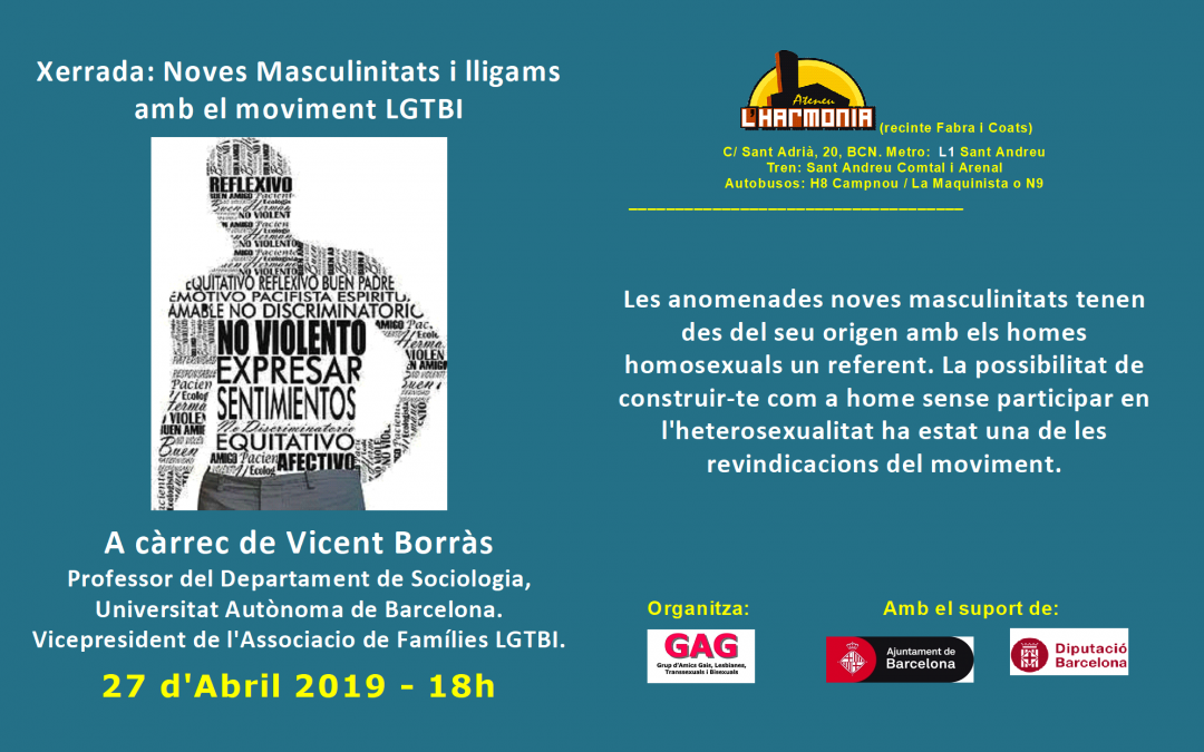 Xerrada: Noves Masculinitats i lligams amb el moviment LGTBI – 27 Abril – 18h