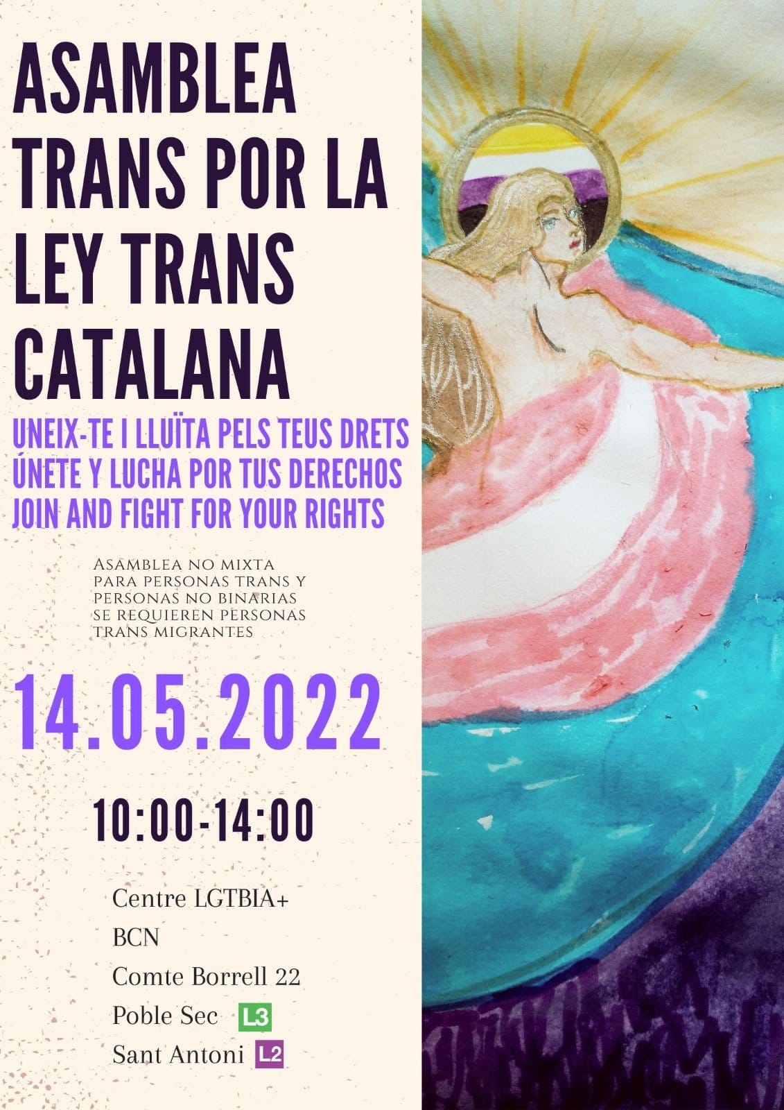 Dissabte, 14 de maig, a partir de les 10h fins a les 14h: Assemblea Trans per la Llei Trans Catalana