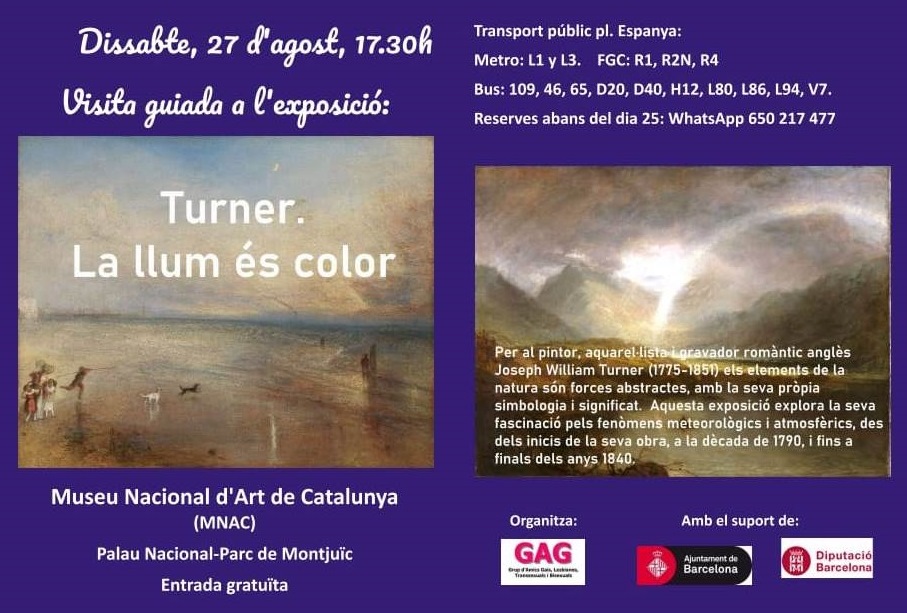 Dissabte, 27 d’agost – Visita guiada a l’exposició “Turner. La llum és color”
