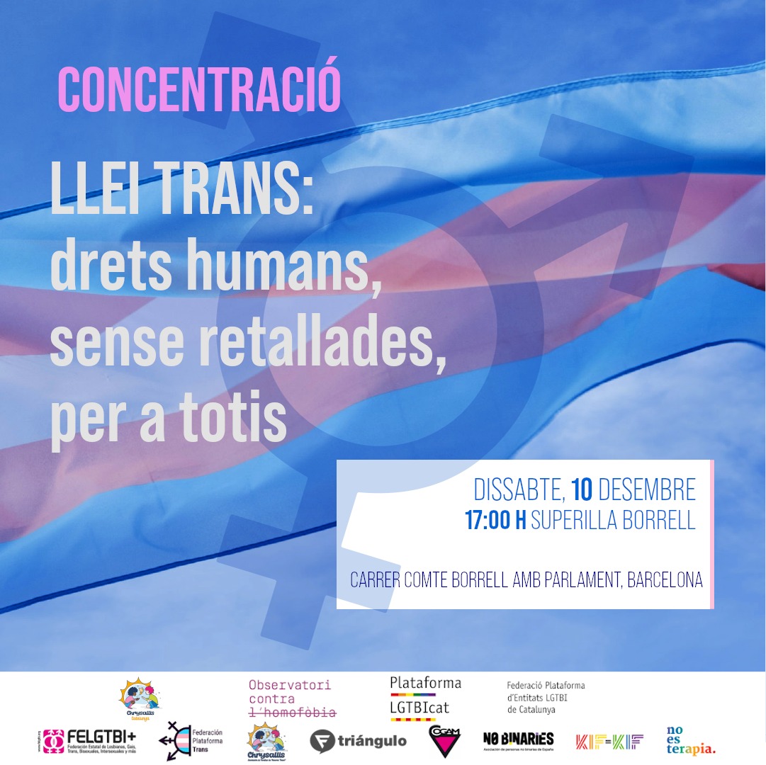 Dissabte, 10 desembre a les 17h: Concentració per la Llei Trans