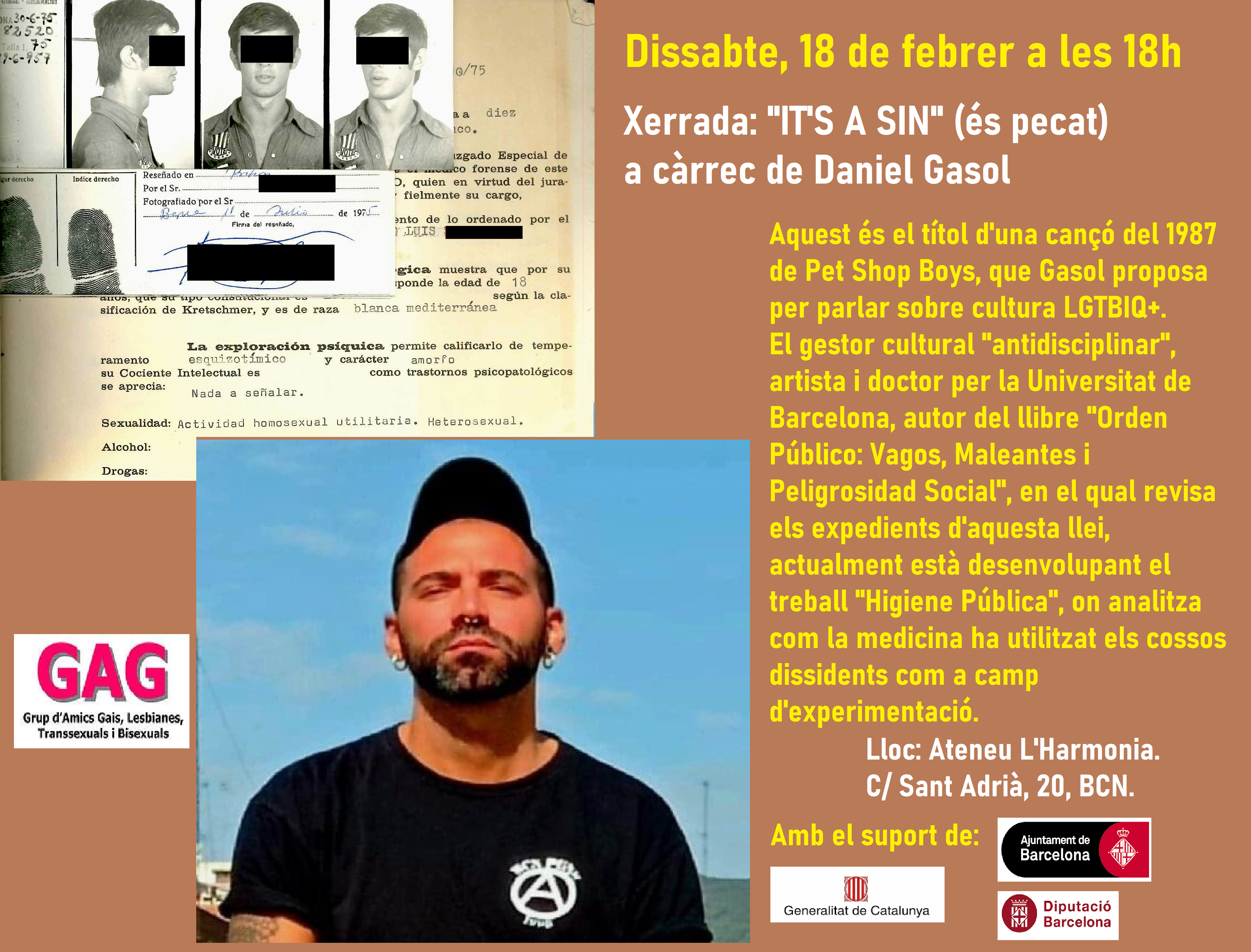 18 de Febrero a las 18h: Charla «It’s a sin». A cargo de Daniel Gasol