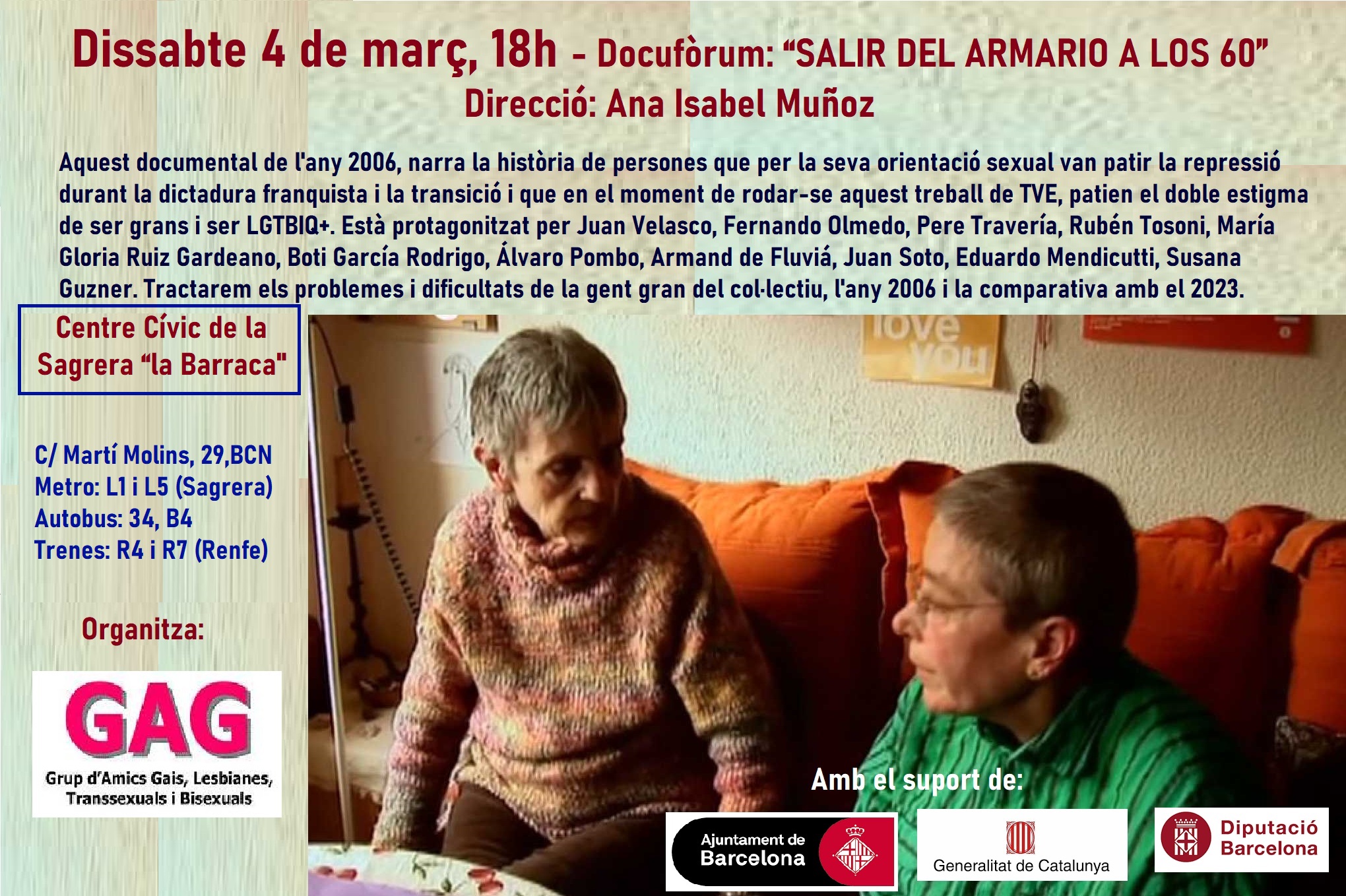 Sábado 4 de marzo, 18h. Docuforum: “SALIR DEL ARMARIO A LOS 60”