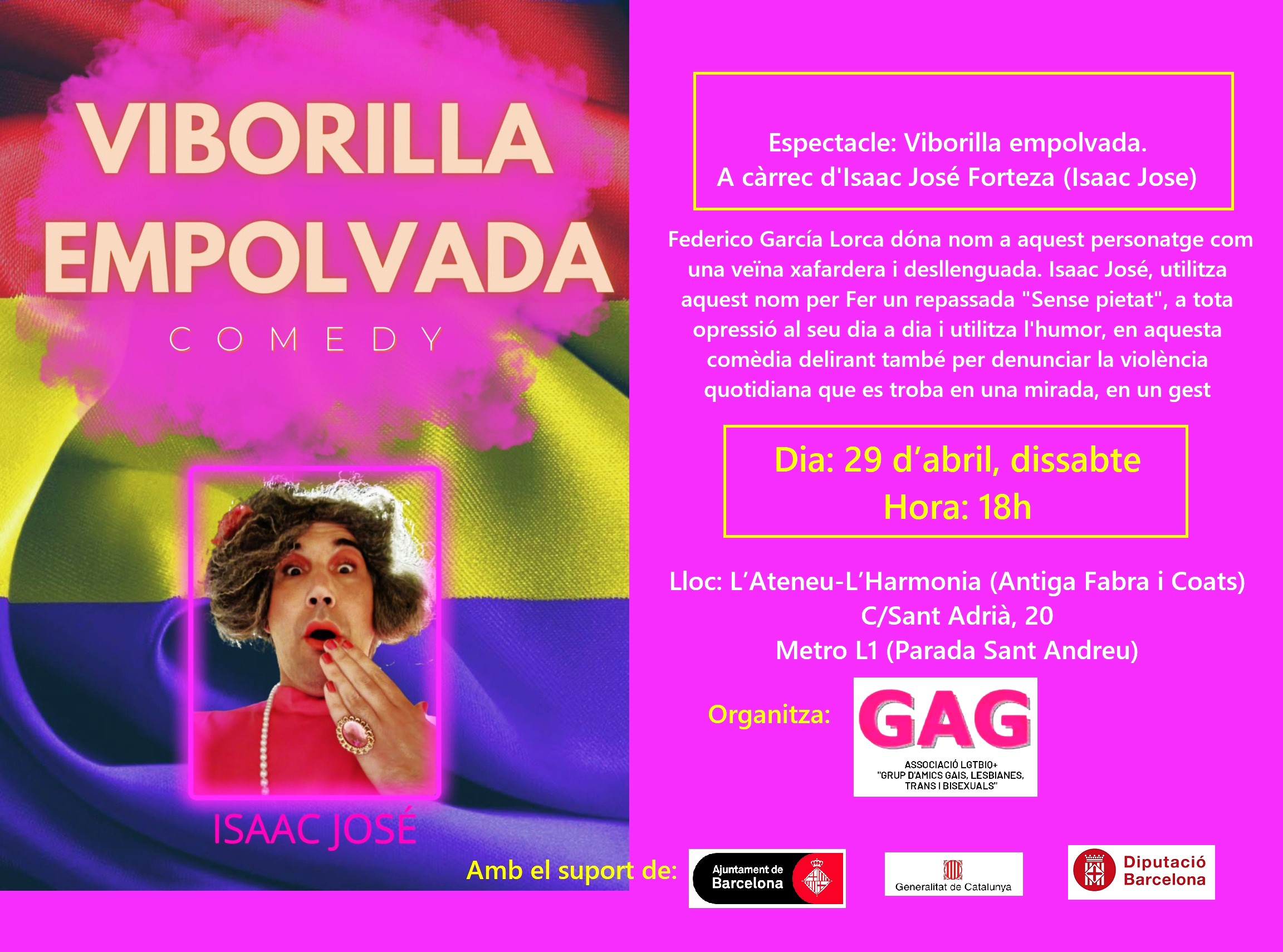 Dissabte, 29 d’abril a les 18h: Comèdia “Viborilla Empolvada”