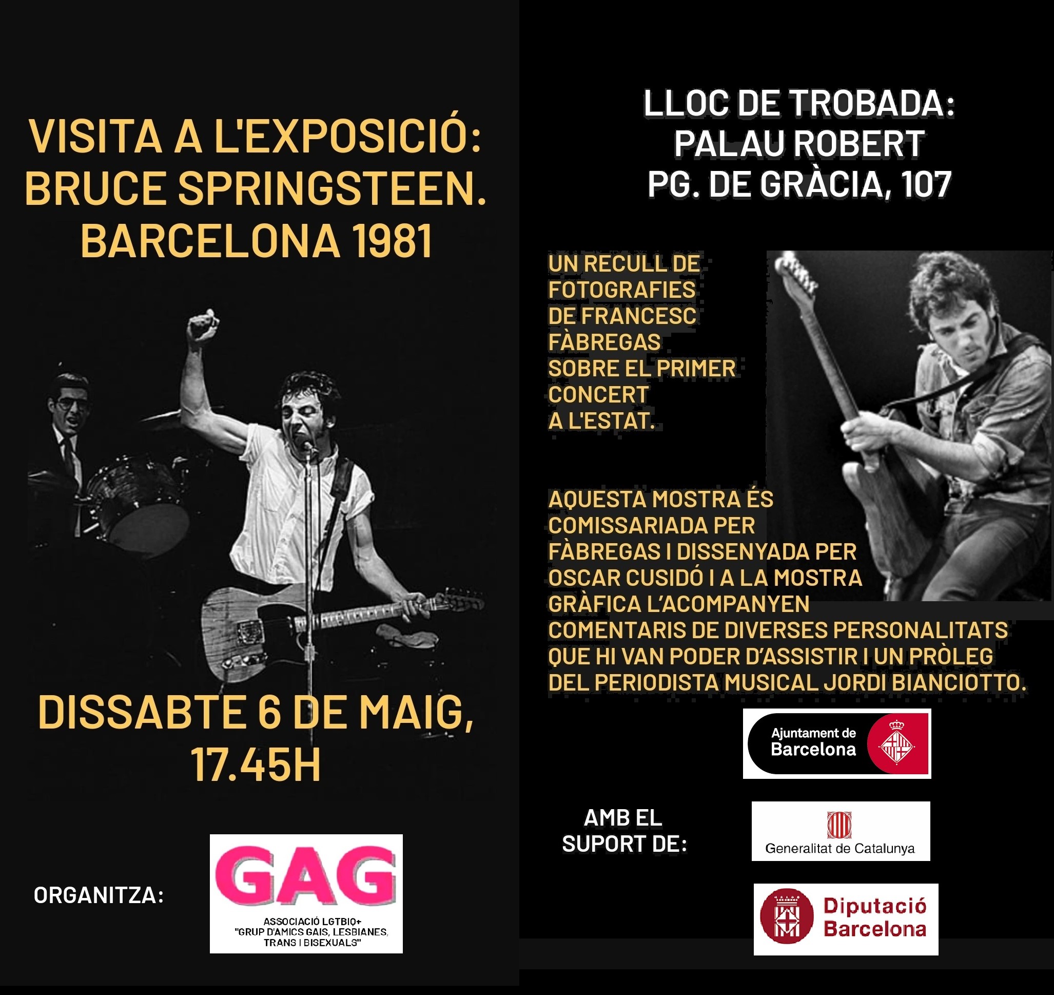Dissabte, 6 de maig a les 17:45 – Visita a l’Exposició “Bruce Springsteen. Barcelona, 1981”