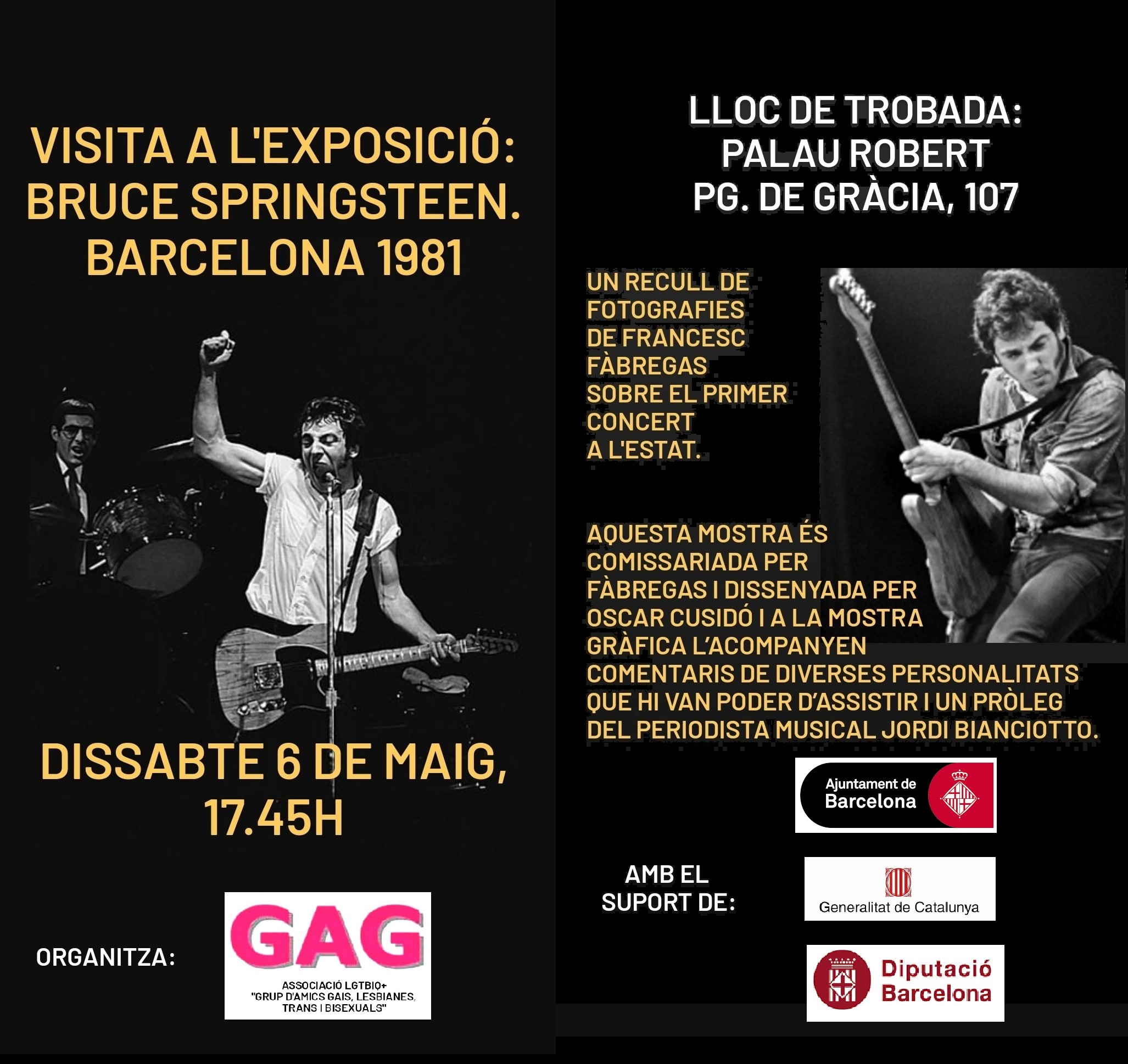 Sábado, 6 de mayo a las 17:45 – Visita a la Exposición «Bruce Springsteen. Barcelona, 1981»