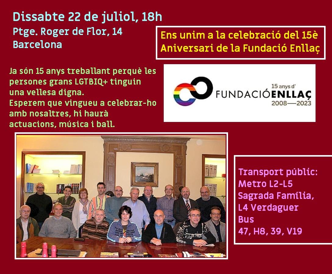 Dissabte, 22 de juliol a les 18h: Aniversari de Fundació Enllaç