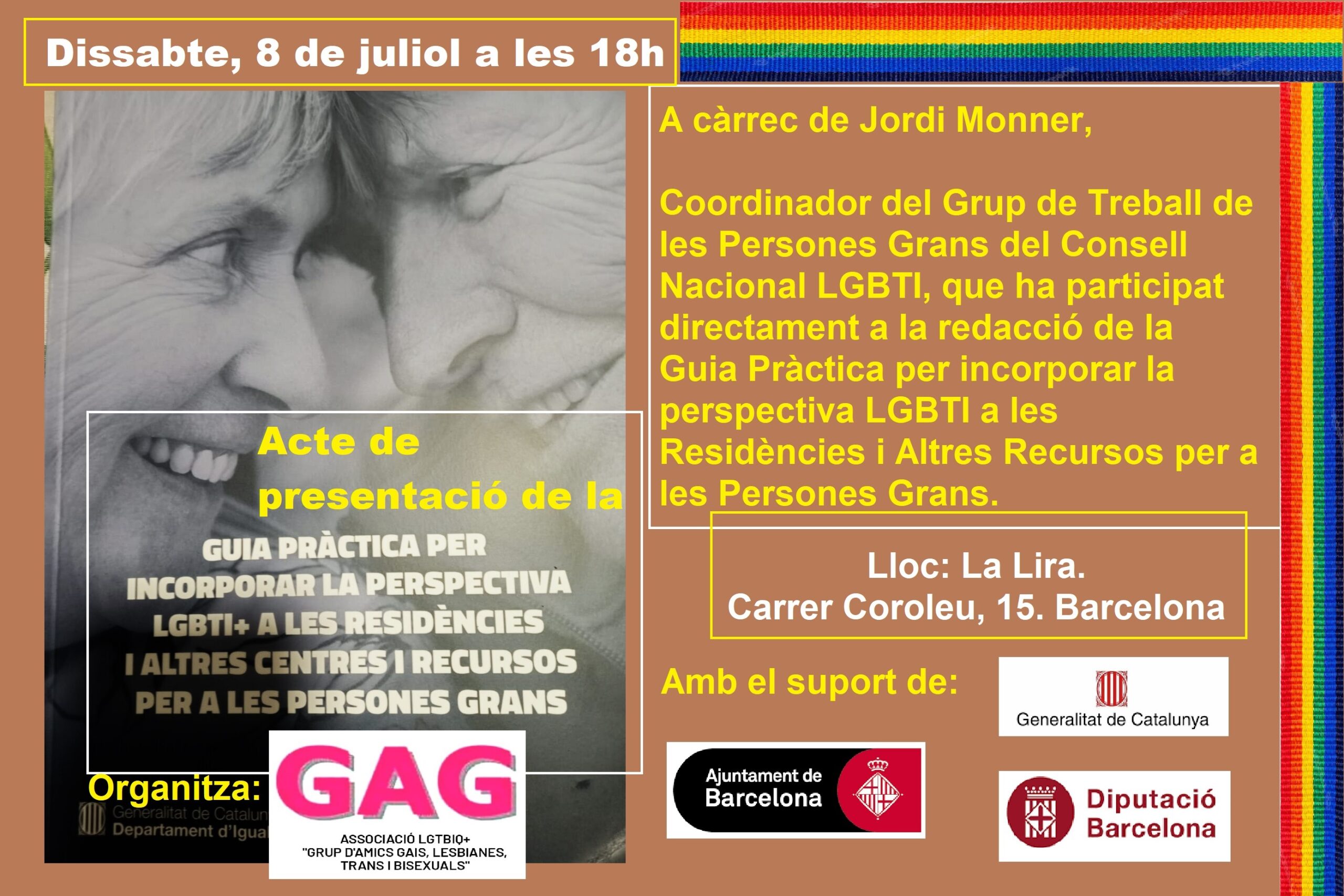 Dissabte, 8 de juliol de 2023 a les 18h: Presentació de la Guia sobre gent gran LGTBI