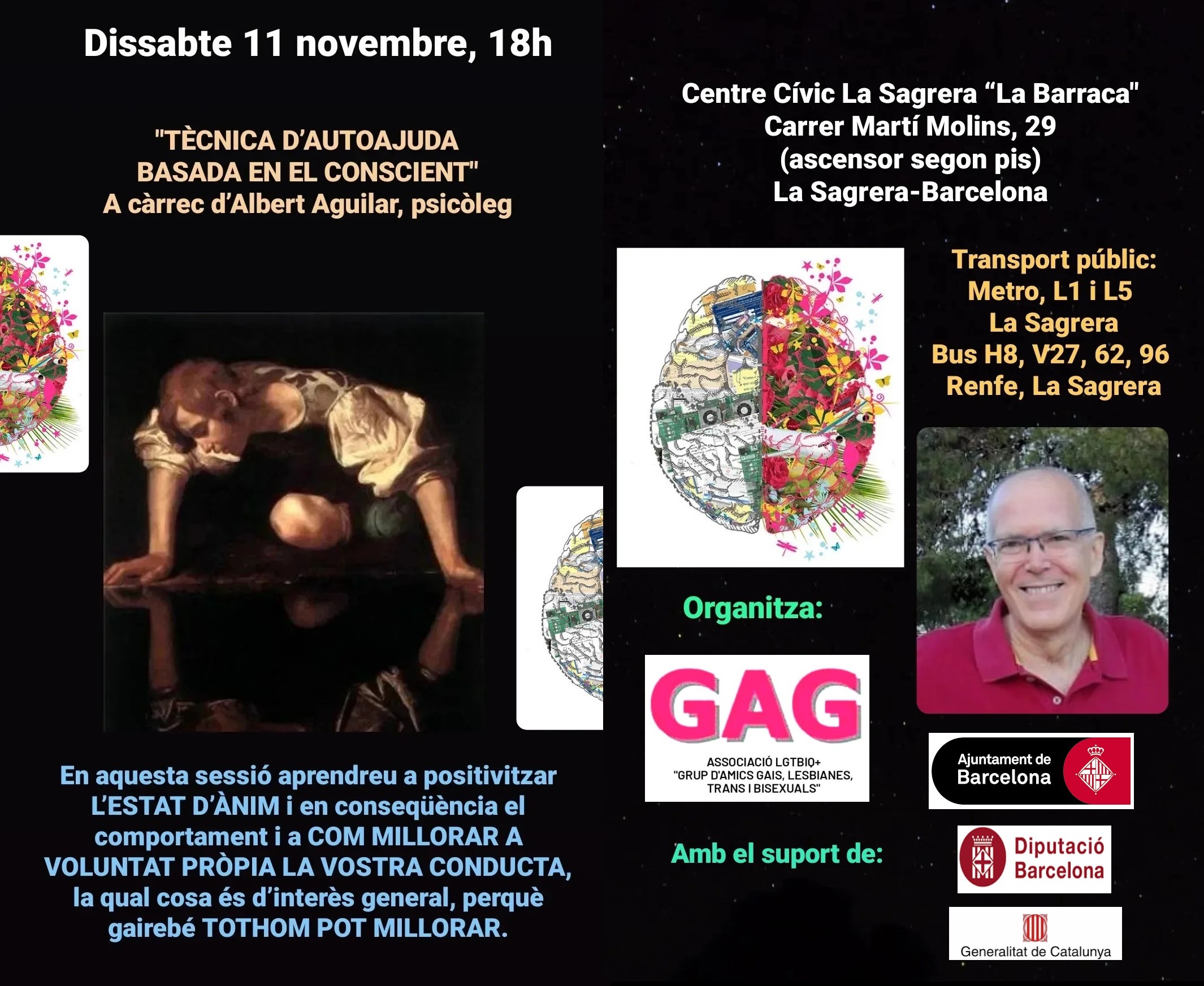 Dissabte, 11 de novembre a les 18h: Xerrada “Tècnica d’autoajuda basada en el conscient”