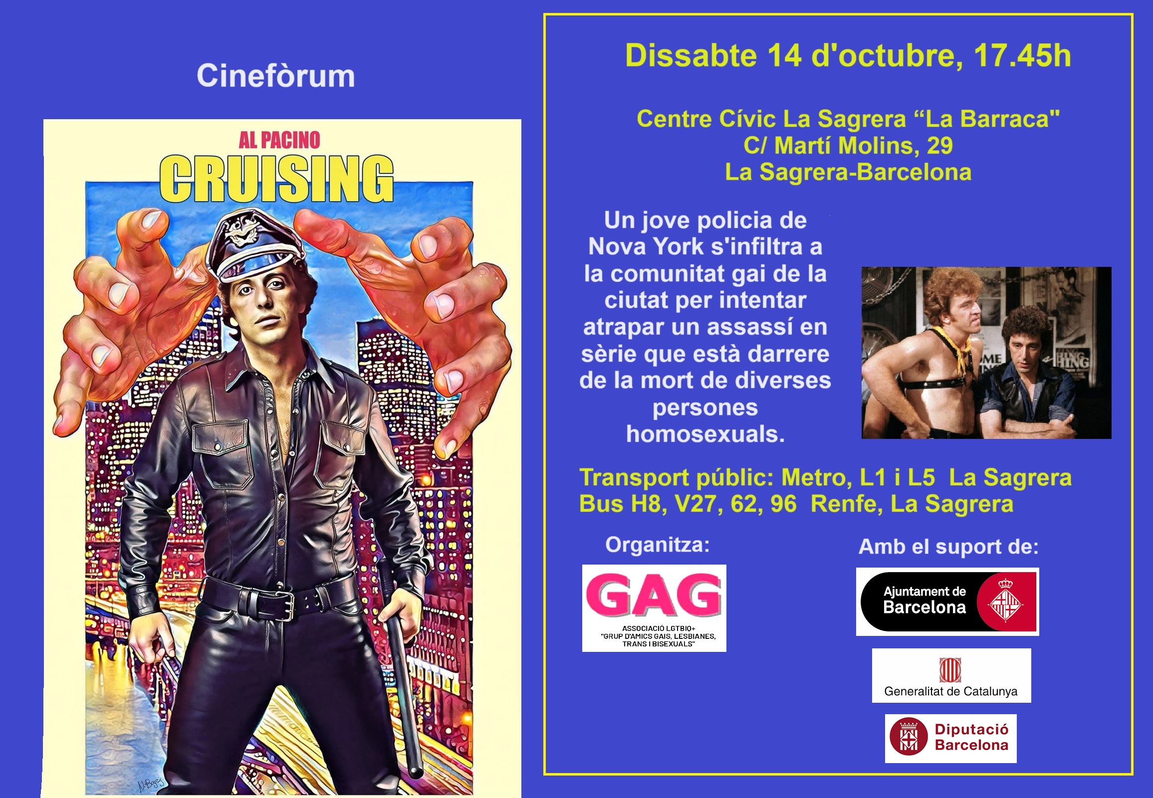 Sábado 14 de octubre, 17:45h. Cineforum: «CRUISING»