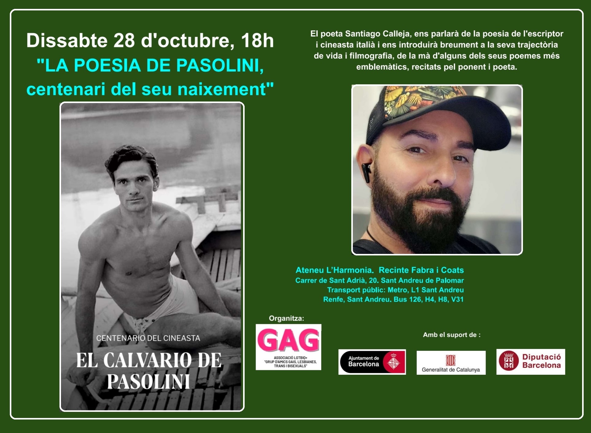 Sábado, 28 de octubre a las 18h: La poesia de Pasolini