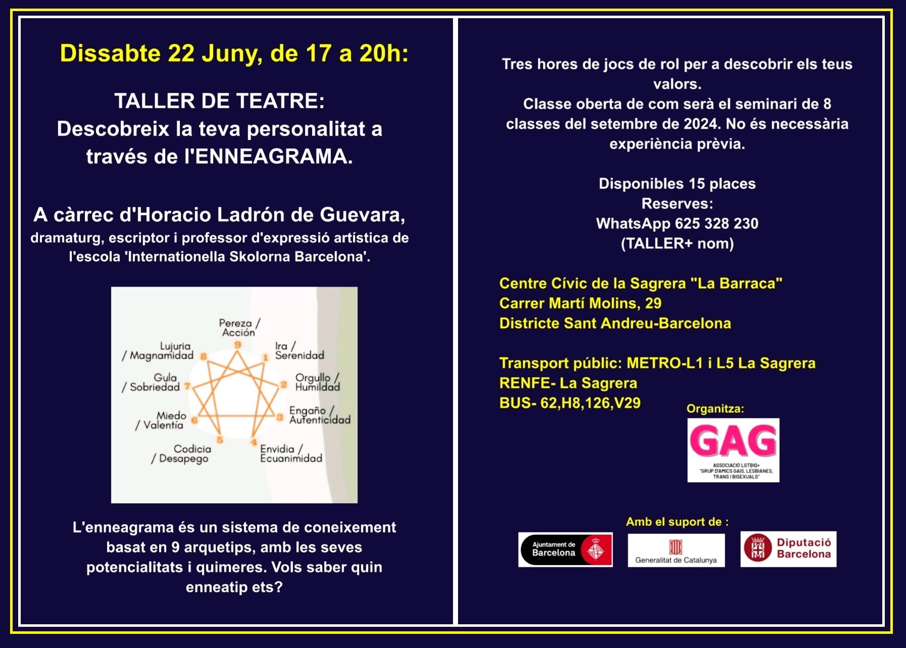 Sábado, 22 de junio 2024 a las 17h: Taller de Teatro