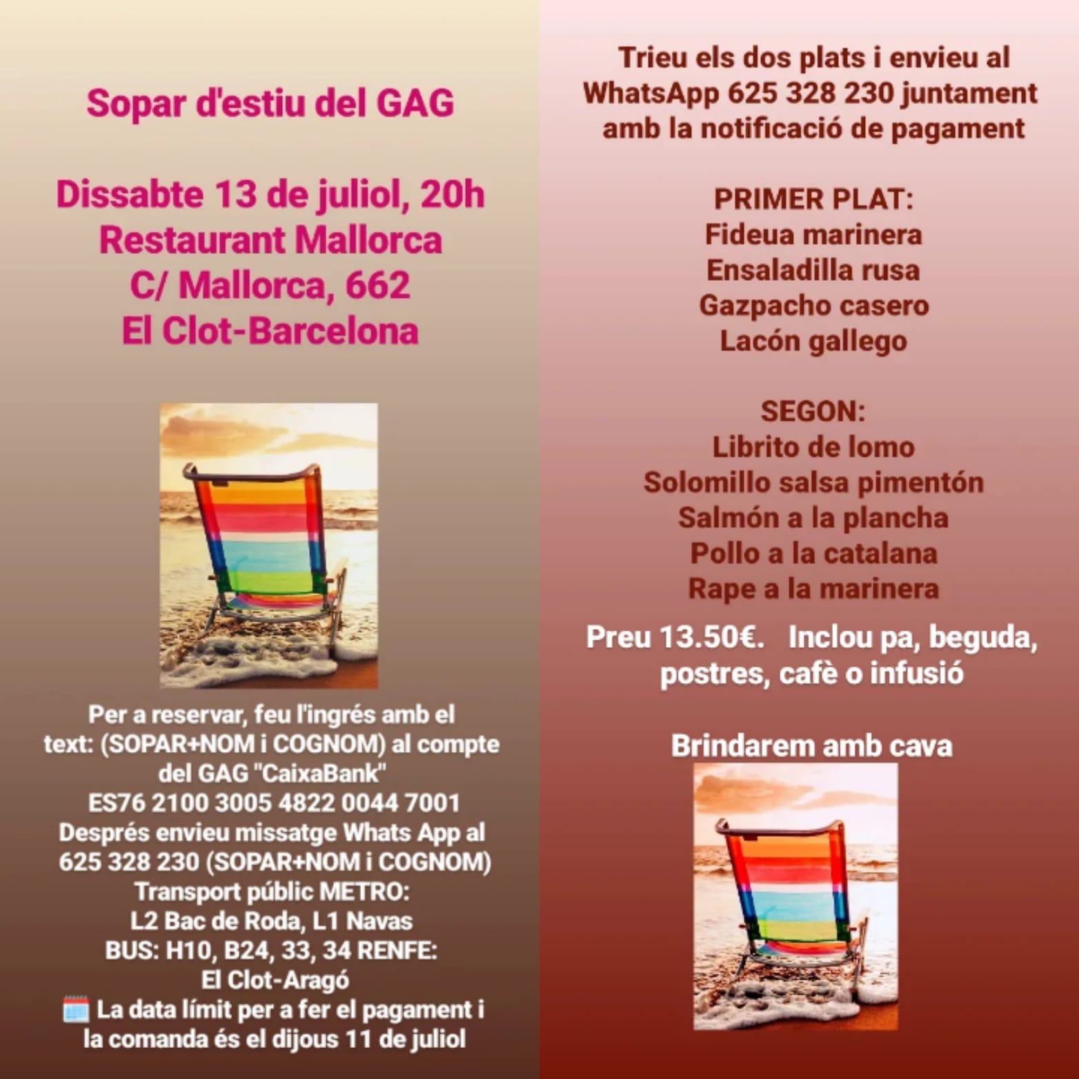 13 de Julio a las 20h: Cena de verano GAG 2024