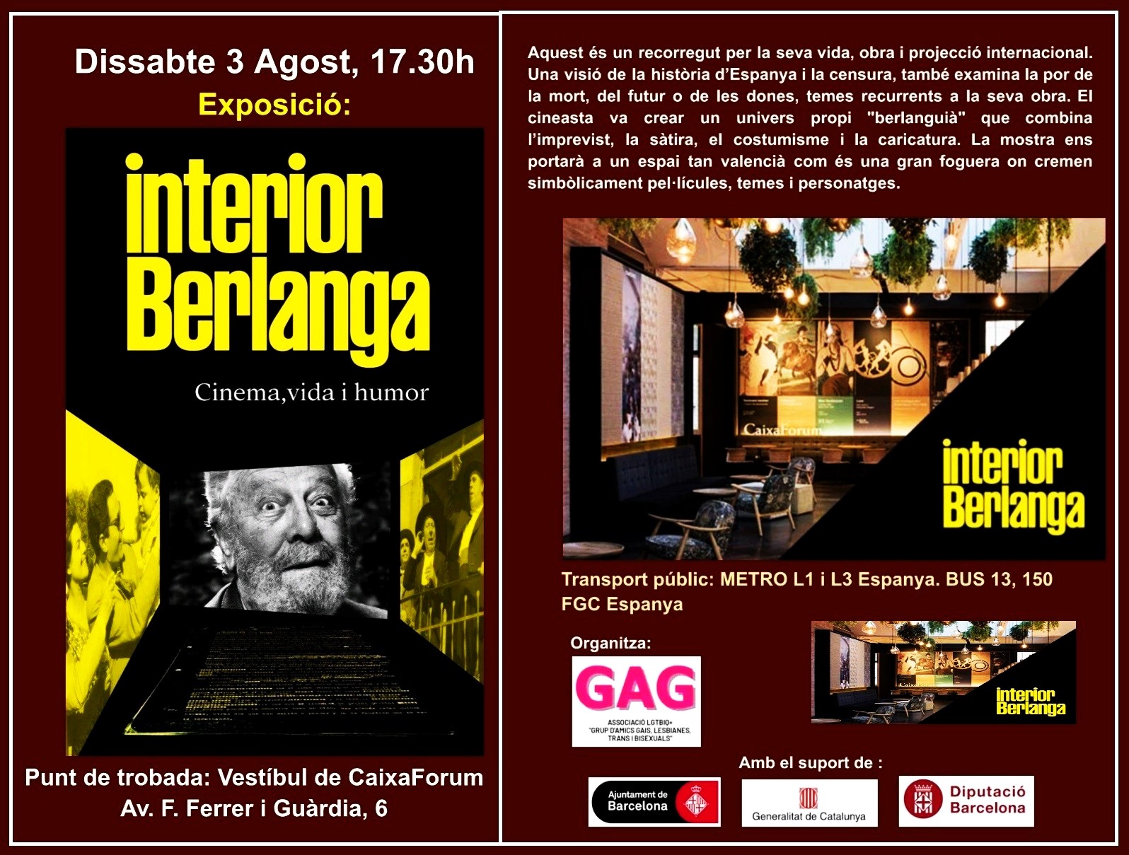 Sábado 3 de agosto, 17.30h. Exposición: «interior Berlanga, cine, vida y humor»