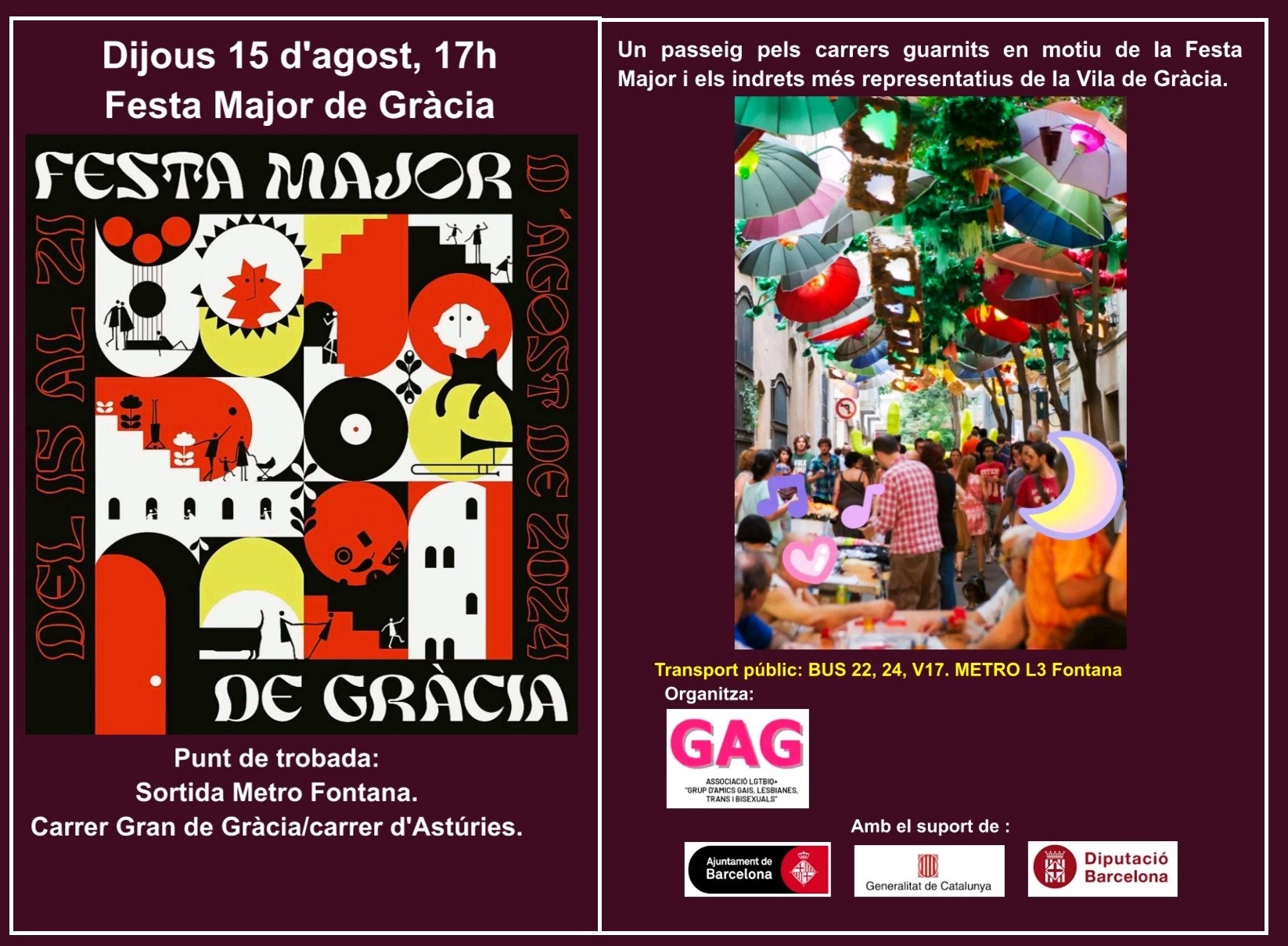 Jueves, 15 de agosto a las 17h: Festa Major de Gracia