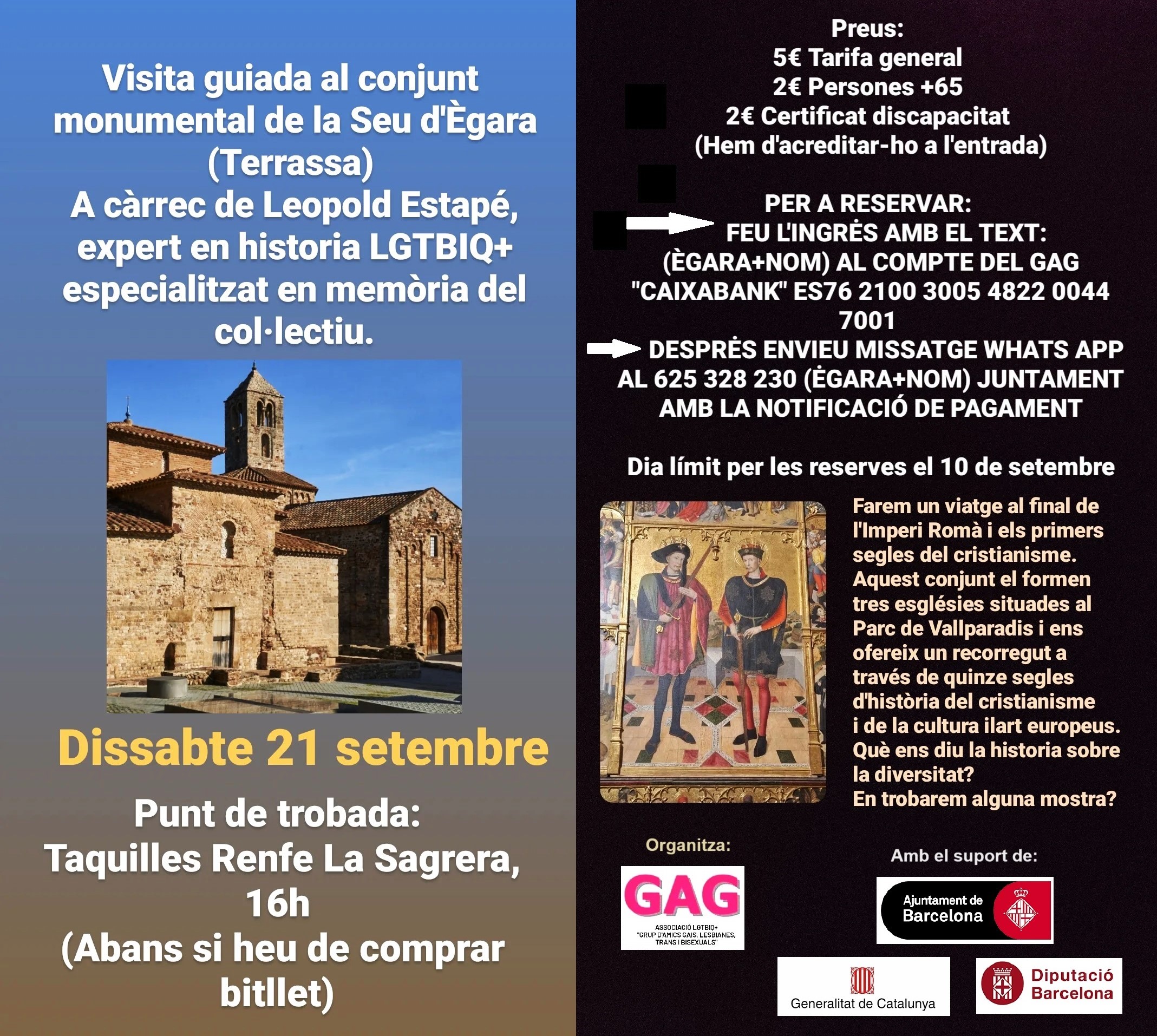 Dissabte, 21 de setembre: Visita guiada a Terrassa
